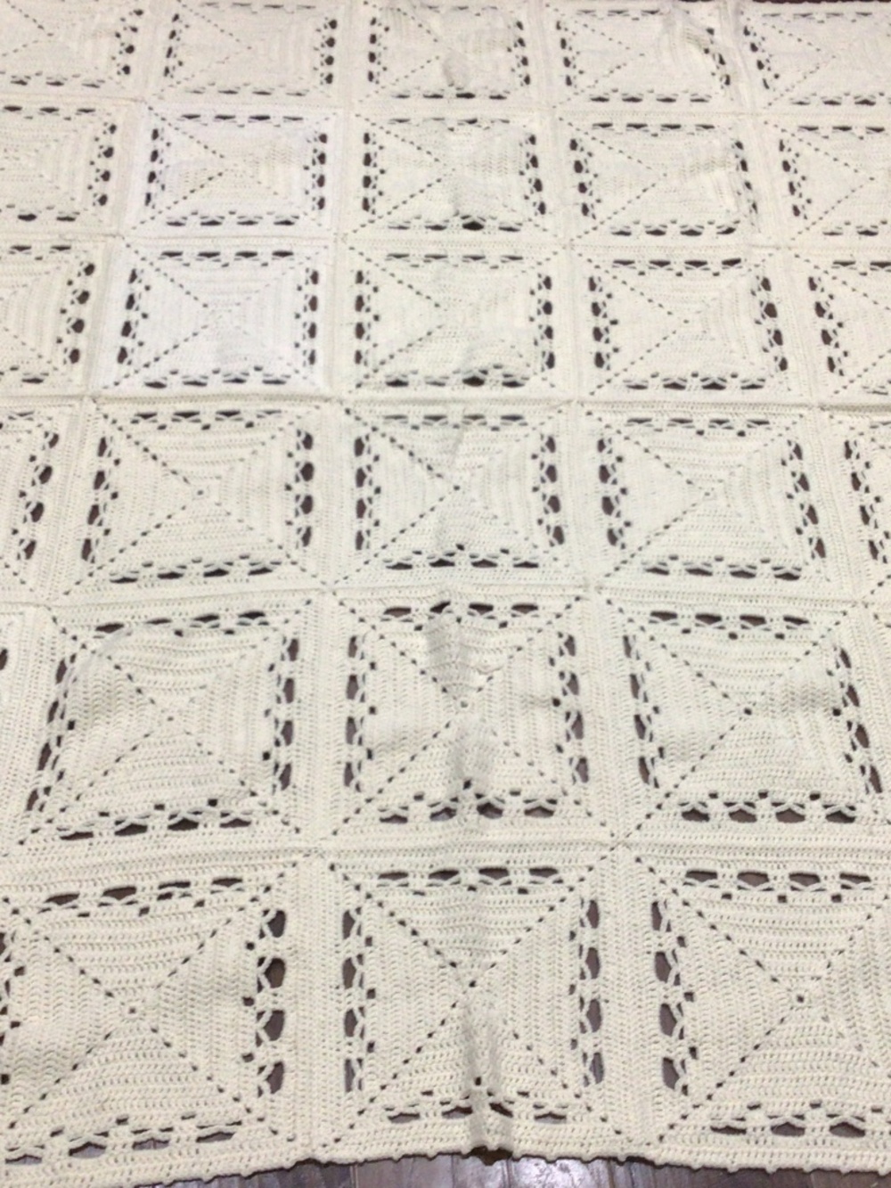 Homemade crocheted bed topper, approximately 70” x 57” excellent shape